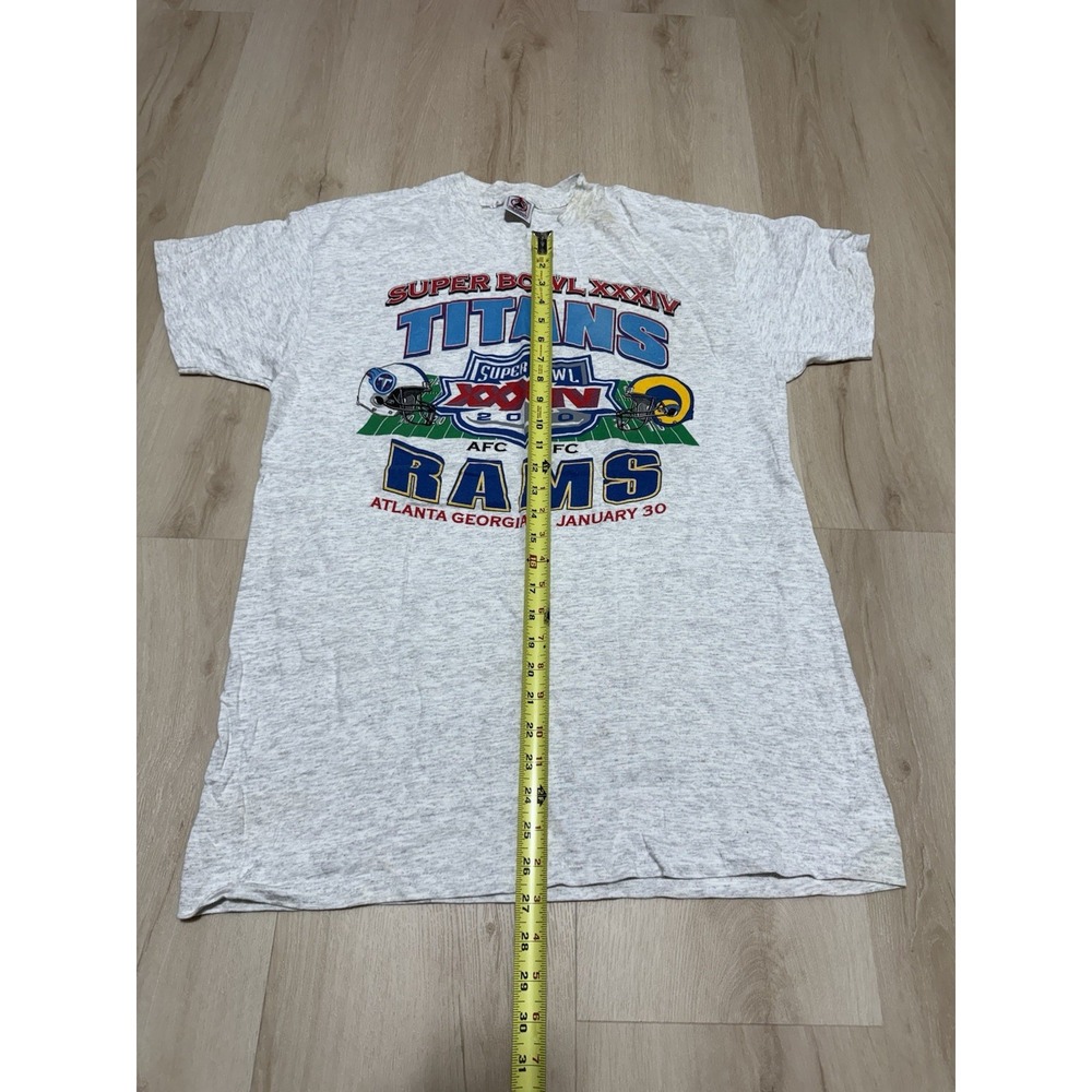 NFL Team Apparel T-Shirt Mens Large White Super Bowl XXXIV Titans Rams Graphic - Picture 2 of 6